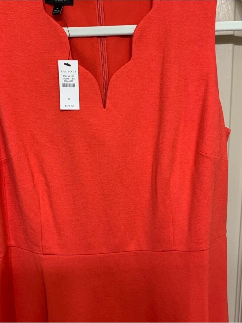 Talbots Red Sleeveless Scallop Neck Dress